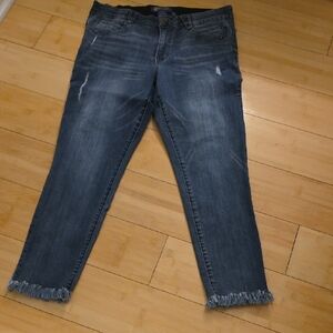 Frayed Hem Blue Jeans for Women